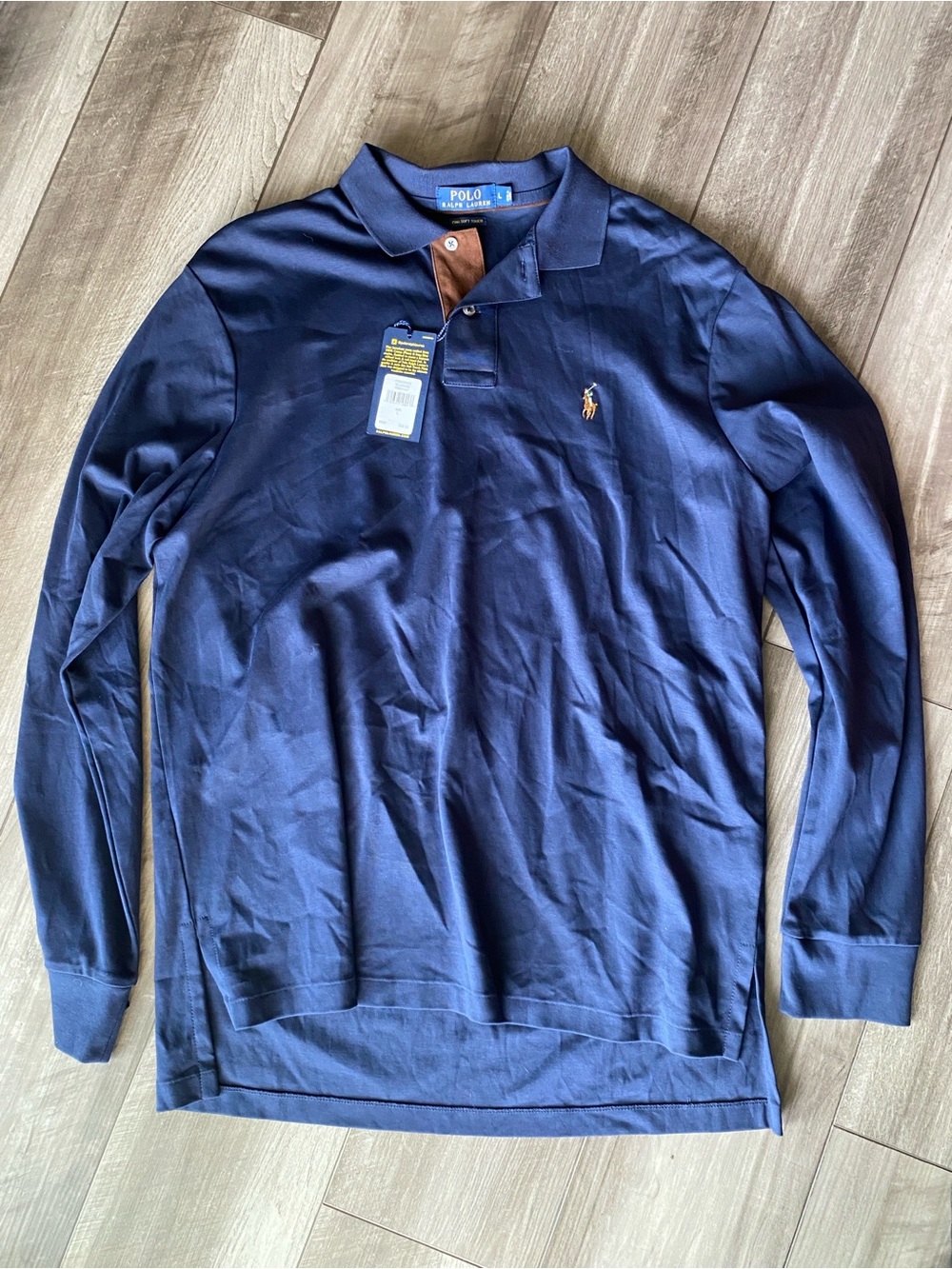 Polo Ralph Lauren NWT Pima Soft Touch Men's L Navy Long Sleeve Classic Fit Polo